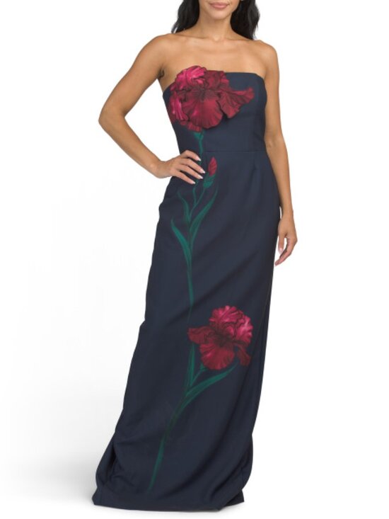 Rene Ruiz Dresses & Skirts - RENE BY RENE RUIZ Strapless Embroidered Floral Applique Column Gown